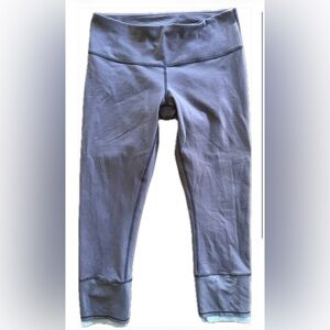 Lululemon Gray Purple Cropped Leggings Size 8 Mesh Hem